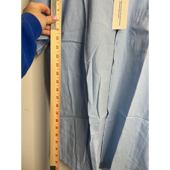 JEKAOYI Linen Blend Short Sleeve Button Down Pocket Shirt Men's Large Blue - Picture 6 of 8